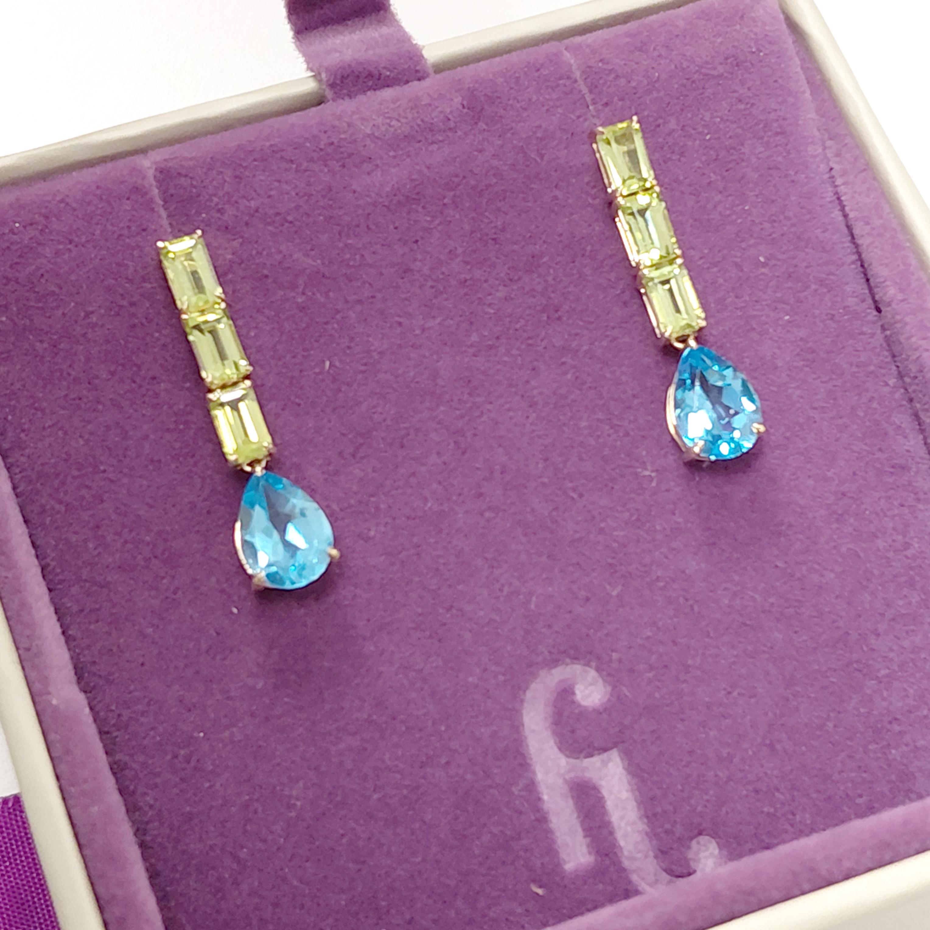 Taglio misto Orecchini a goccia Fei Liu in peridoto e topazio 14 carati in vendita