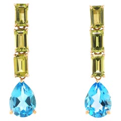 Fei Liu Peridot and Topaz 14 Karat Drop Earrings