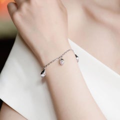 Fei Liu Pink Cat's Eye and CZ Sterling Silver Charm Bracelet