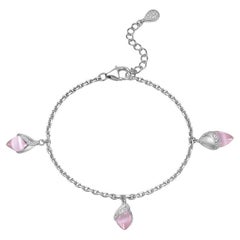 Fei Liu Pink Cat's Eye and CZ Sterling Silver Charm Bracelet