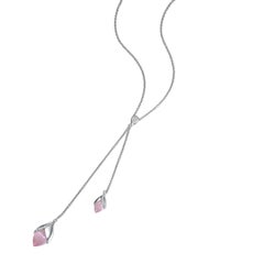 Fei Liu Rosa Lariat-Halskette aus Sterlingsilber mit Katzenaugen und Zirkon in Rosa