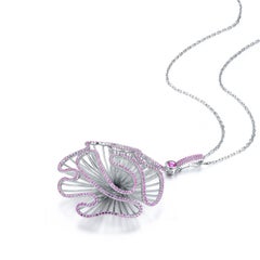 Fei Liu Pink Cubic Zirconia Sterling Silver Statement Pendant Necklace
