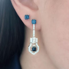 Fei Liu Platinum Multiway Earrings with Sapphires and Diamonds