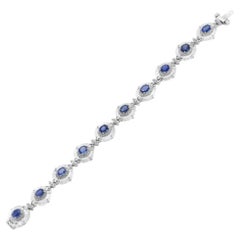 Fei Liu Platinum Sapphire, Rock Crystal and Diamond Bracelet - 7 Inches