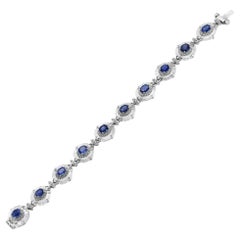 Fei Liu Platinum Sapphire, Rock Crystal and Diamond Bracelet - 7 Inches