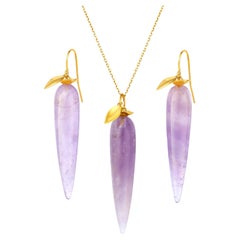 Fei Liu Purple Amethyst 18 Karat Gold Plated Sterling Silver Jewellery Set