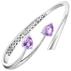 Bracelet jonc Fei Liu en argent sterling avec améthyste violette et zirconia en forme de cube