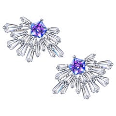 Fei Liu Orecchini a Fontana in argento 925 con zirconia cubica viola-acqua