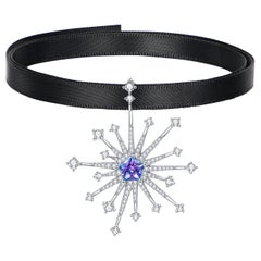 Fei Liu Purple-Aqua Swarovski Zirconia Sterling Silver Firework Necklace Choker