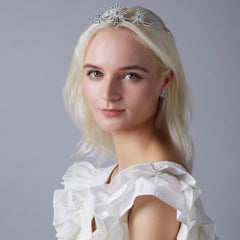 Fei Liu Purple-Aqua Swarovski Zirconia Sterling Silver Sparkler Firework Tiara