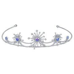 Fei Liu Lila-Aqua Swarovski Zirkonia Sterling Silber funkelndes Feuerwerk Tiara