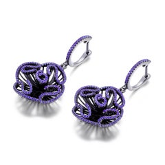 Fei Liu Pendientes de gota de plata de ley rodiada con circonita cúbica morada