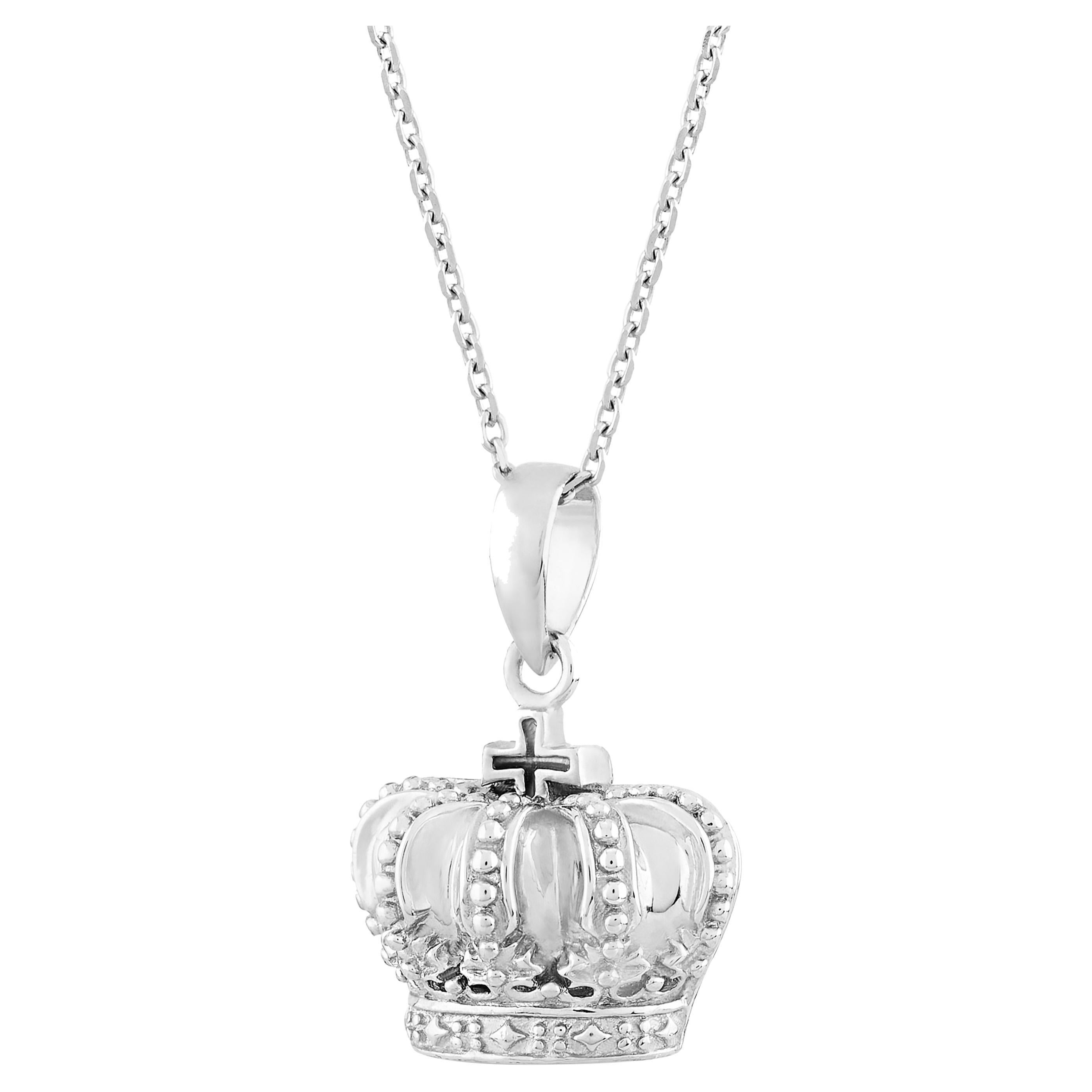 Fei Liu Queen's Platinum Jubilee Sterling Silver Royal Crown Pendant Necklace