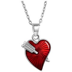 Fei Liu Red Enamel Heart Arrow Sterling Silver Pendant Necklace Fei Liu Red Enamel Heart Arrow Sterling Silver Pendant Necklace