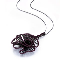 Fei Liu Red Wine Cubic Zirconia Oxidised Silver Statement Pendant