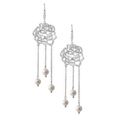 Fei Liu Rose Gem-Set Sterling Silver Chandelier Earrings