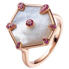 Fei Liu Mother of Pearl Pink Sapphire 18 Karat Rose Gold Cocktail Ring