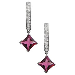 Fei Liu Rubellite Diamond White Gold Hoop Earrings