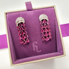 Fei Liu Ruby and Diamond Platinum Chandelier Earrings