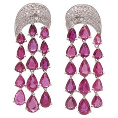 Fei Liu Ruby and Diamond Platinum Chandelier Earrings