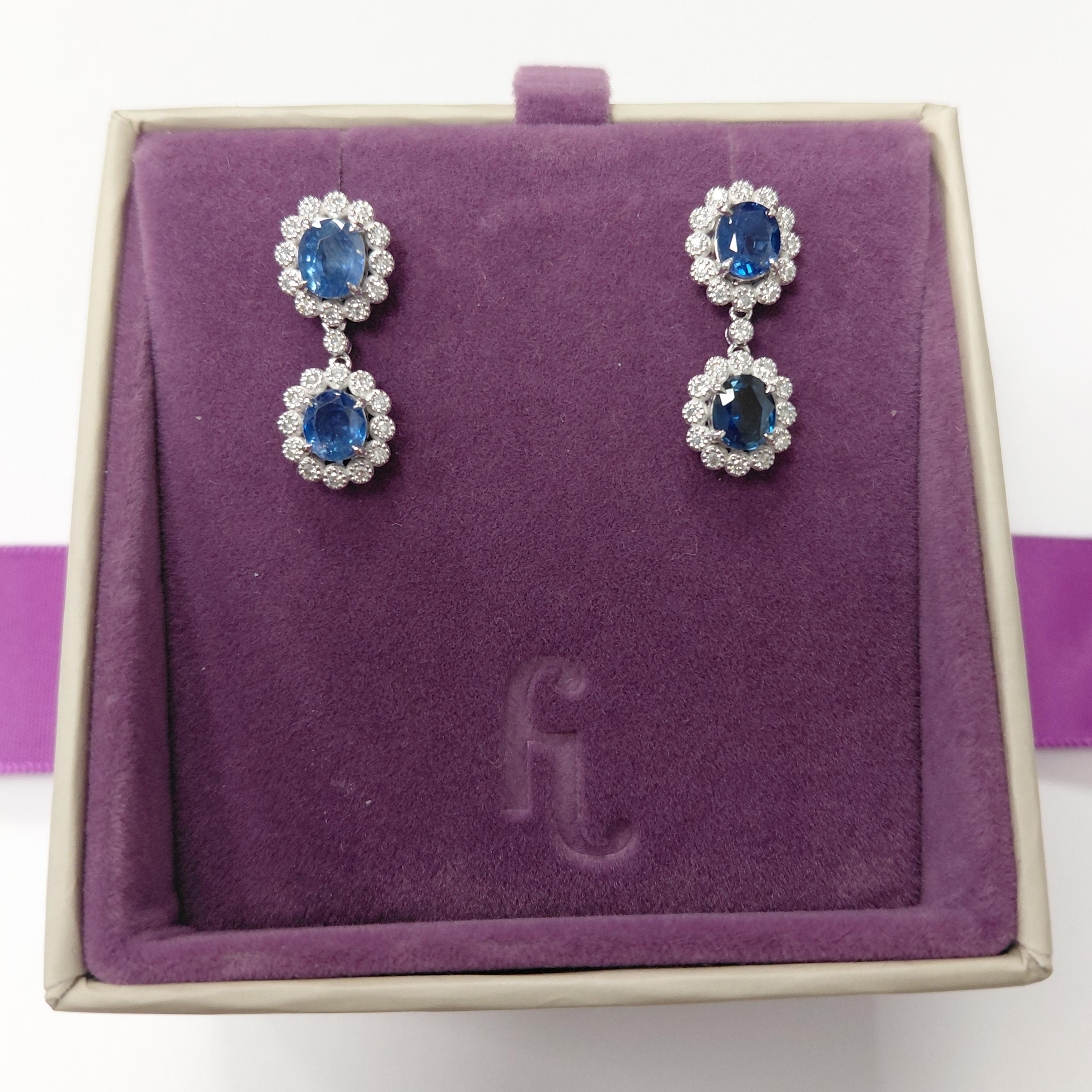 Orecchini a goccia in platino con zaffiro e diamante di Fei Liu In condizioni Nuovo in vendita a Birmingham, GB