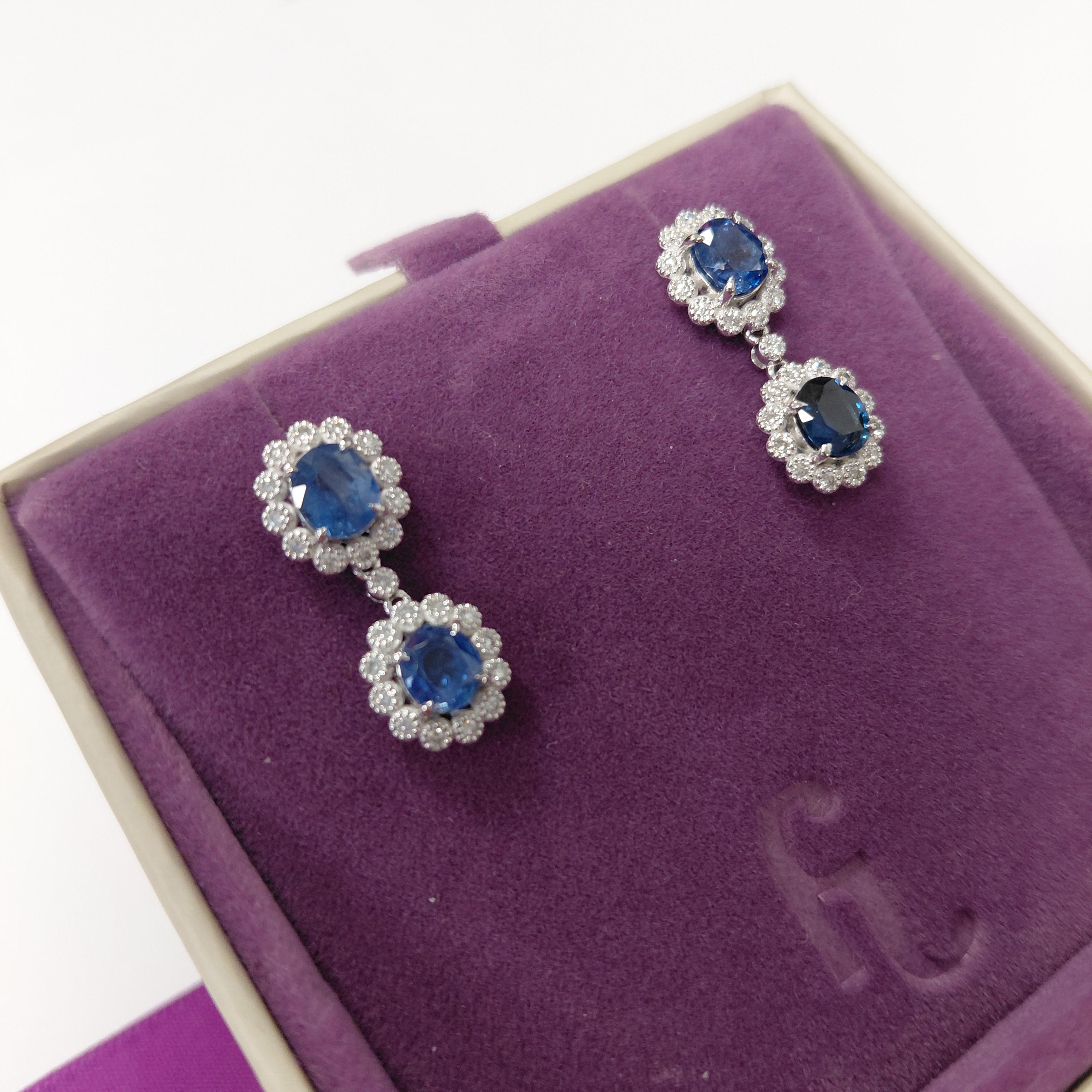 Donna Orecchini a goccia in platino con zaffiro e diamante di Fei Liu in vendita