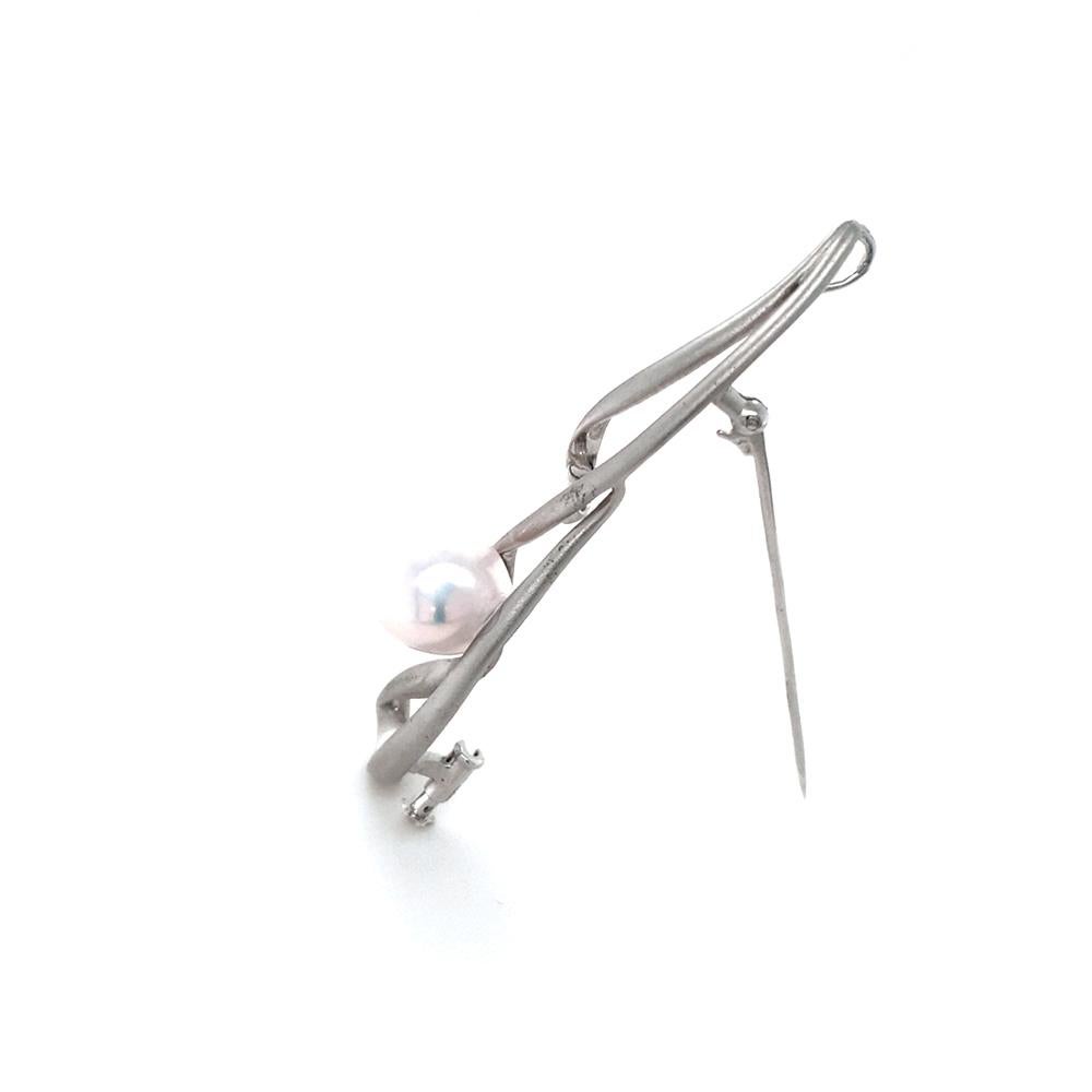 Contemporary Fei Liu South Sea Pearl Sterling Silver Modern Vintage Style Brooch Pendant Neck For Sale