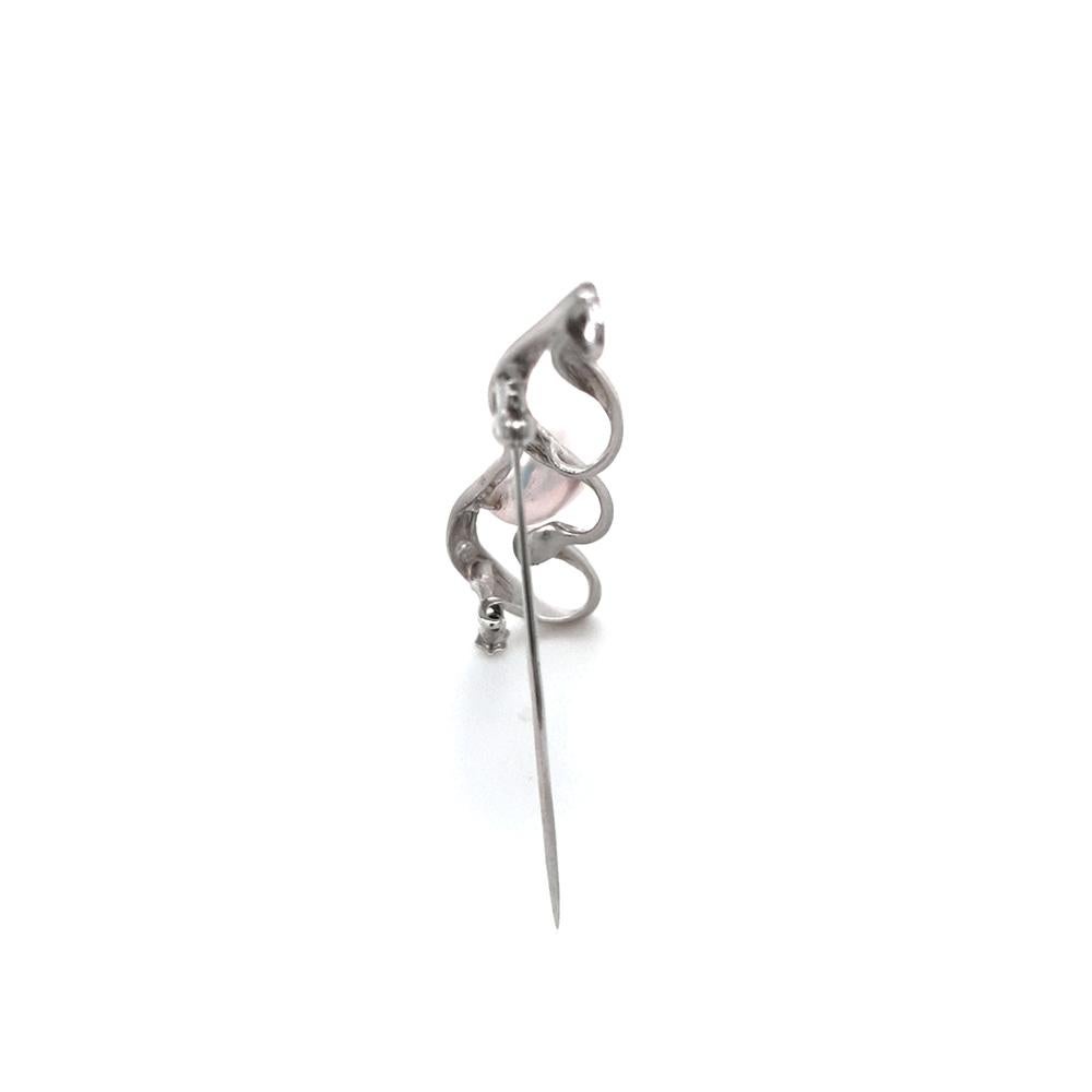 Uncut Fei Liu South Sea Pearl Sterling Silver Modern Vintage Style Brooch Pendant Neck For Sale