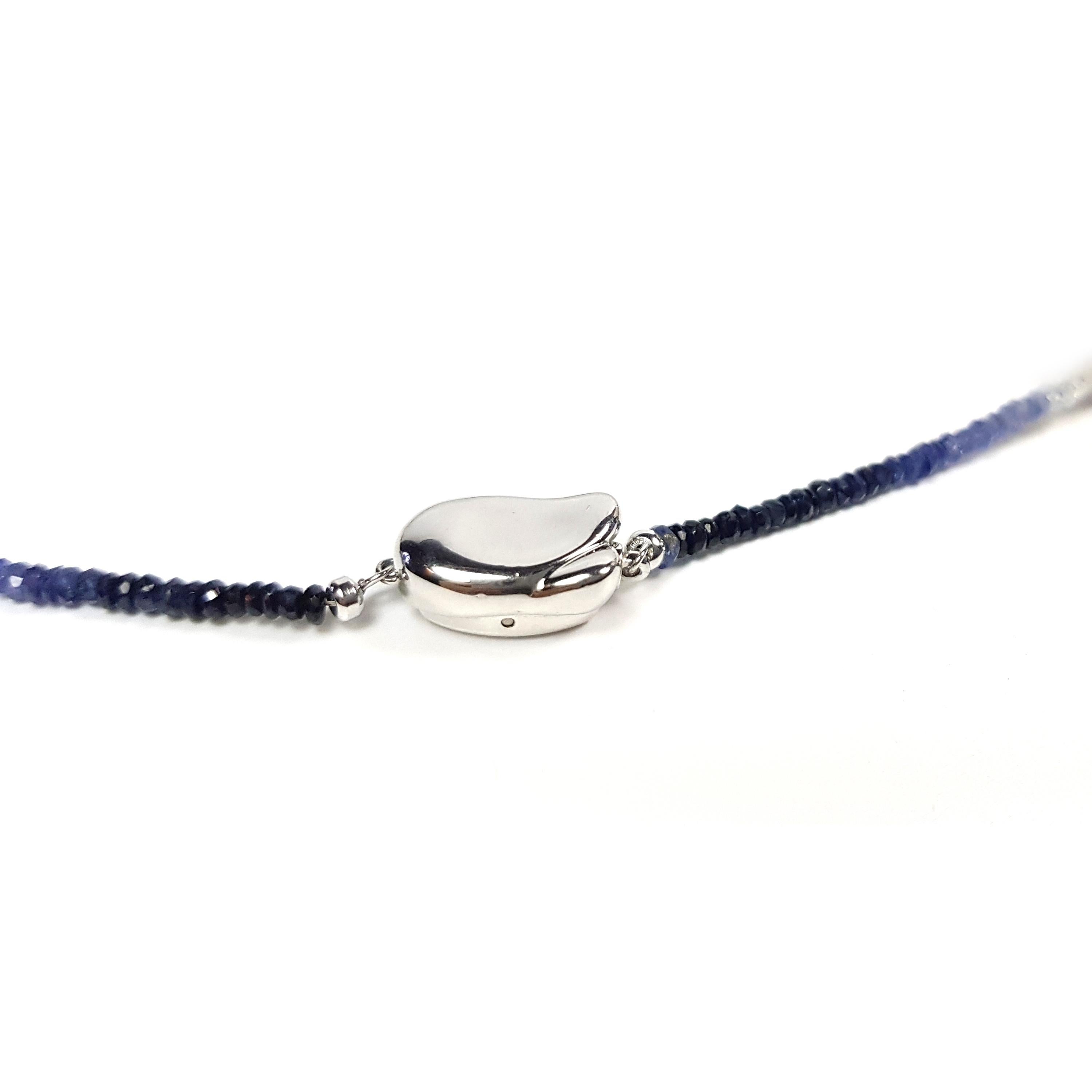Contemporary Fei liu Tahitian Pearl Blue Sapphire Silver Beaded Necklace