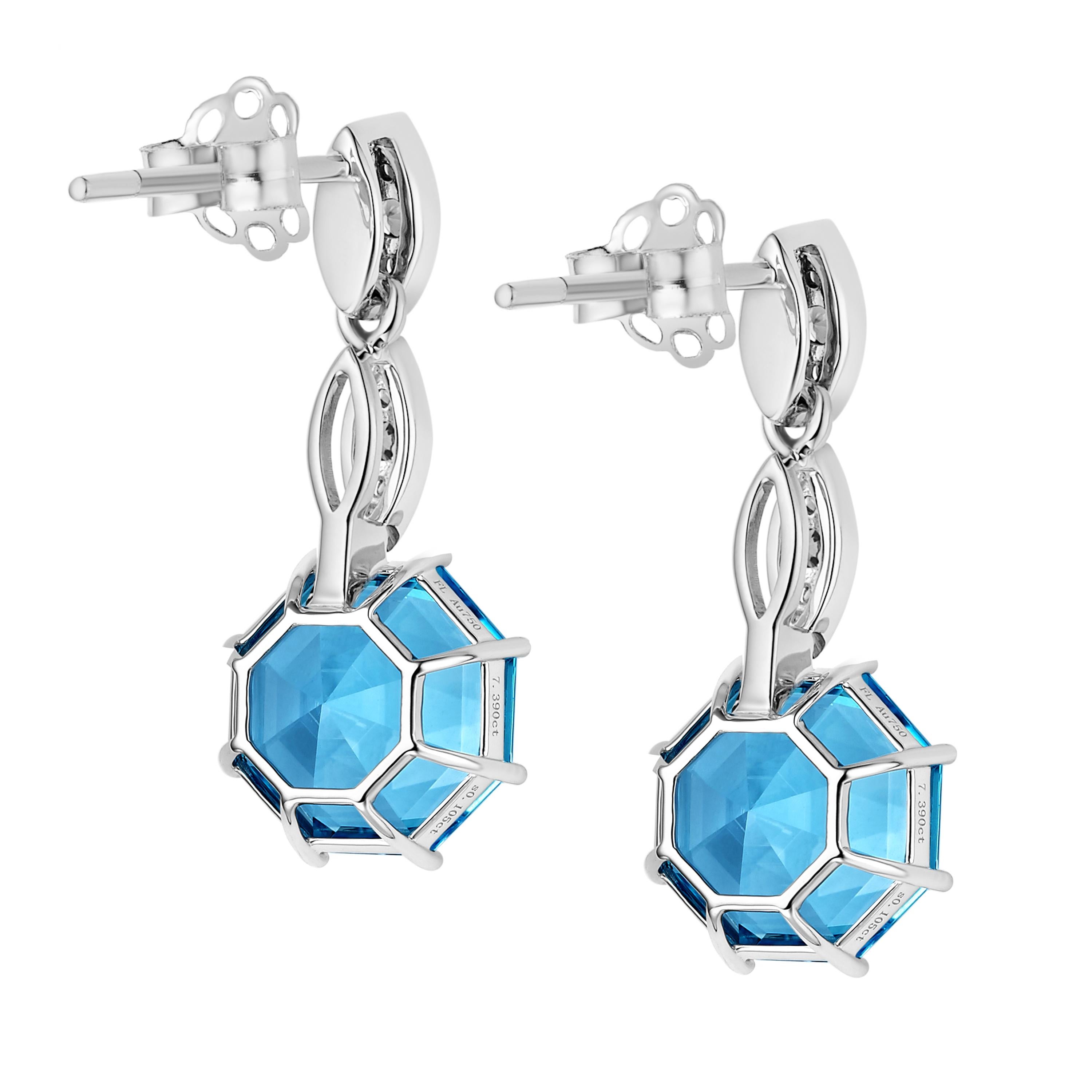 Contemporary Fei Liu Topaz Sapphire White Gold Drop Earrings