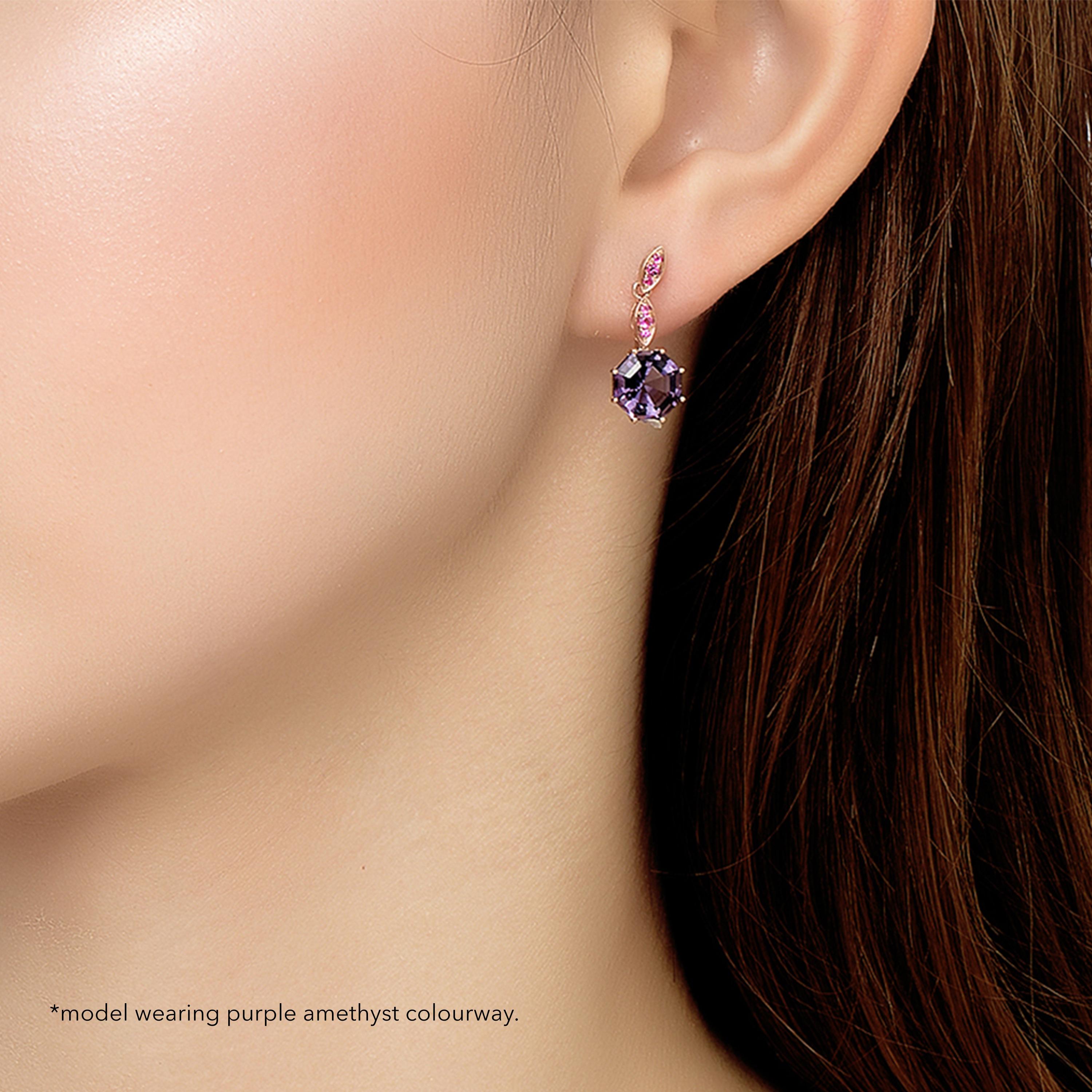 Octagon Cut Fei Liu Topaz Sapphire White Gold Drop Earrings