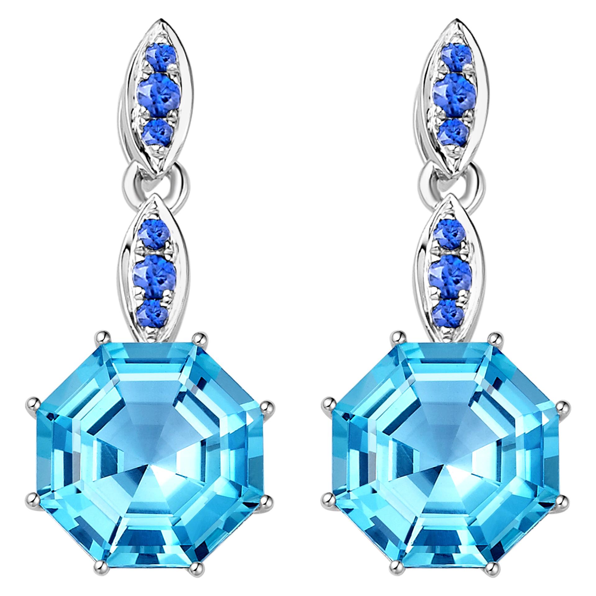 Fei Liu Topaz Sapphire White Gold Drop Earrings