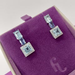 Fei Liu Tropfenohrringe aus Platin mit Topas, Tansanit und Diamant