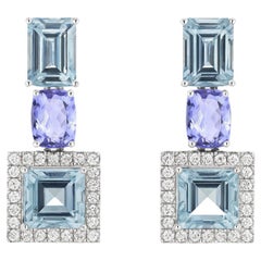 Fei Liu Tropfenohrringe aus Platin mit Topas, Tansanit und Diamant