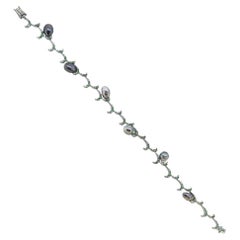 Fei Liu Tsavorite, Diamond and Pearl 18 Karat Black Gold Bracelet - 7.5 inches