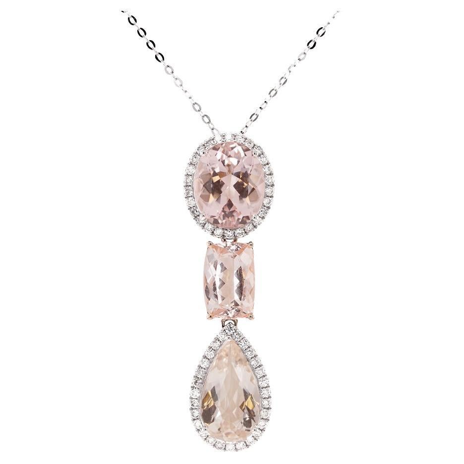 Fei Liu Vari-Hue Morganite and Diamond 18 Karat Gold Pendant Necklace