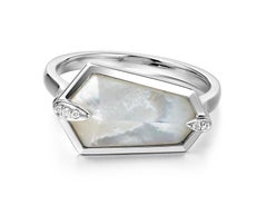 Fei Liu Mother of Pearl Diamond 18 Karat White Gold Fashion Kite Ring