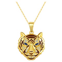Fei Liu Year of the Tiger Cubic Zirconia Gold Plated Silver Pendant Necklace