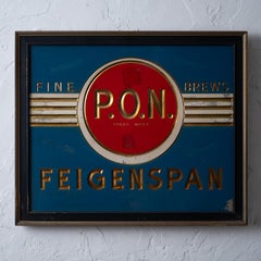 Feigenspan Pride of Newark P.O.N. Beer Advertising Sign, 1930s