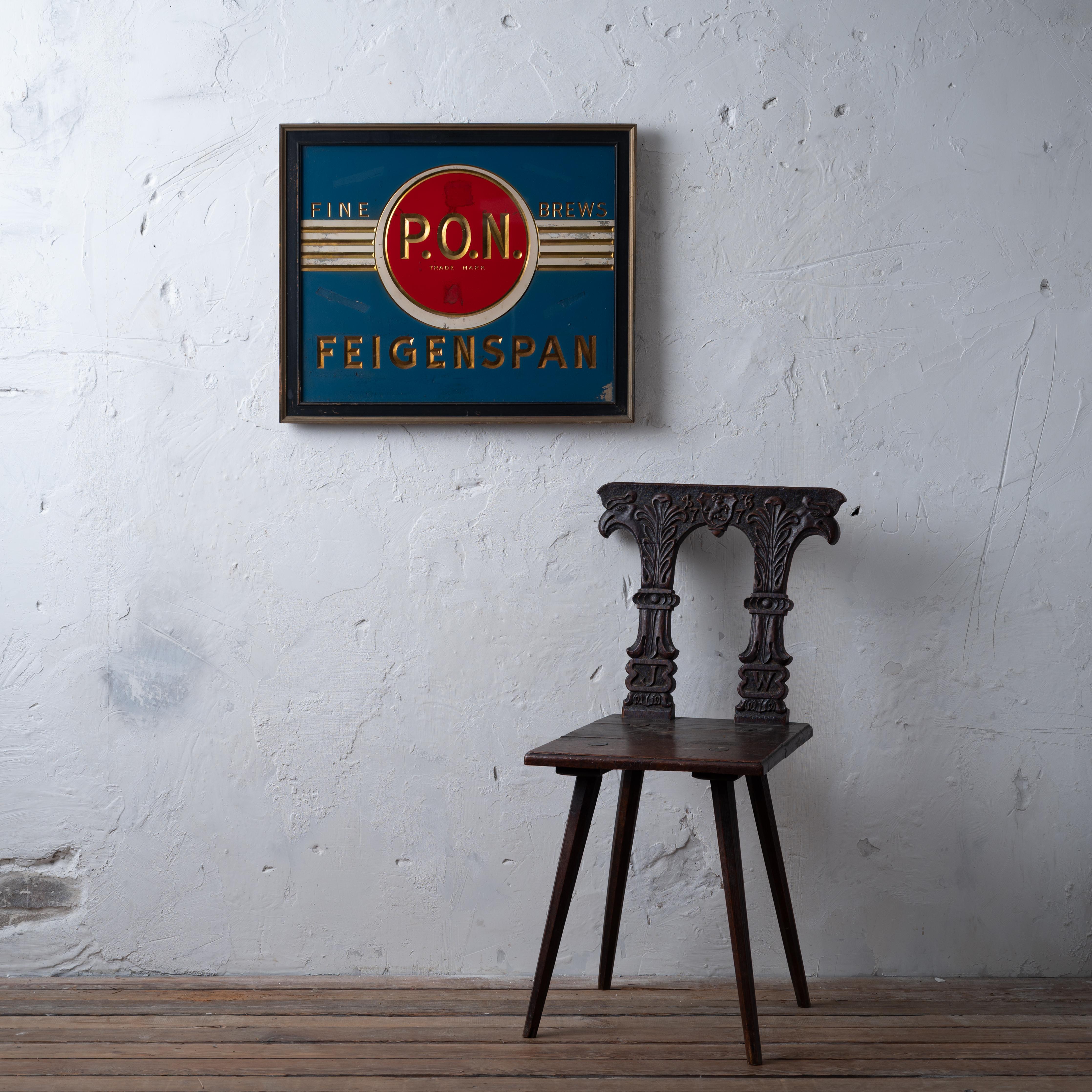 Feigenspan Pride of Newark P.O.N. Bier-Werbeschild, 1930er Jahre (Art déco) im Angebot