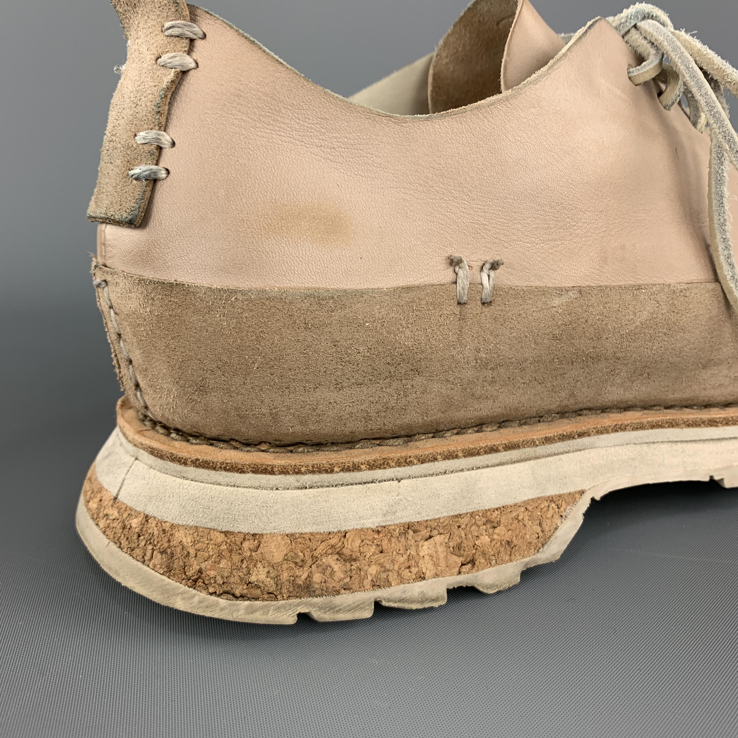 Men's FEIT Size 10 Beige Suede Panelk Cork Vibram Sole Lugged Runner Sneaker
