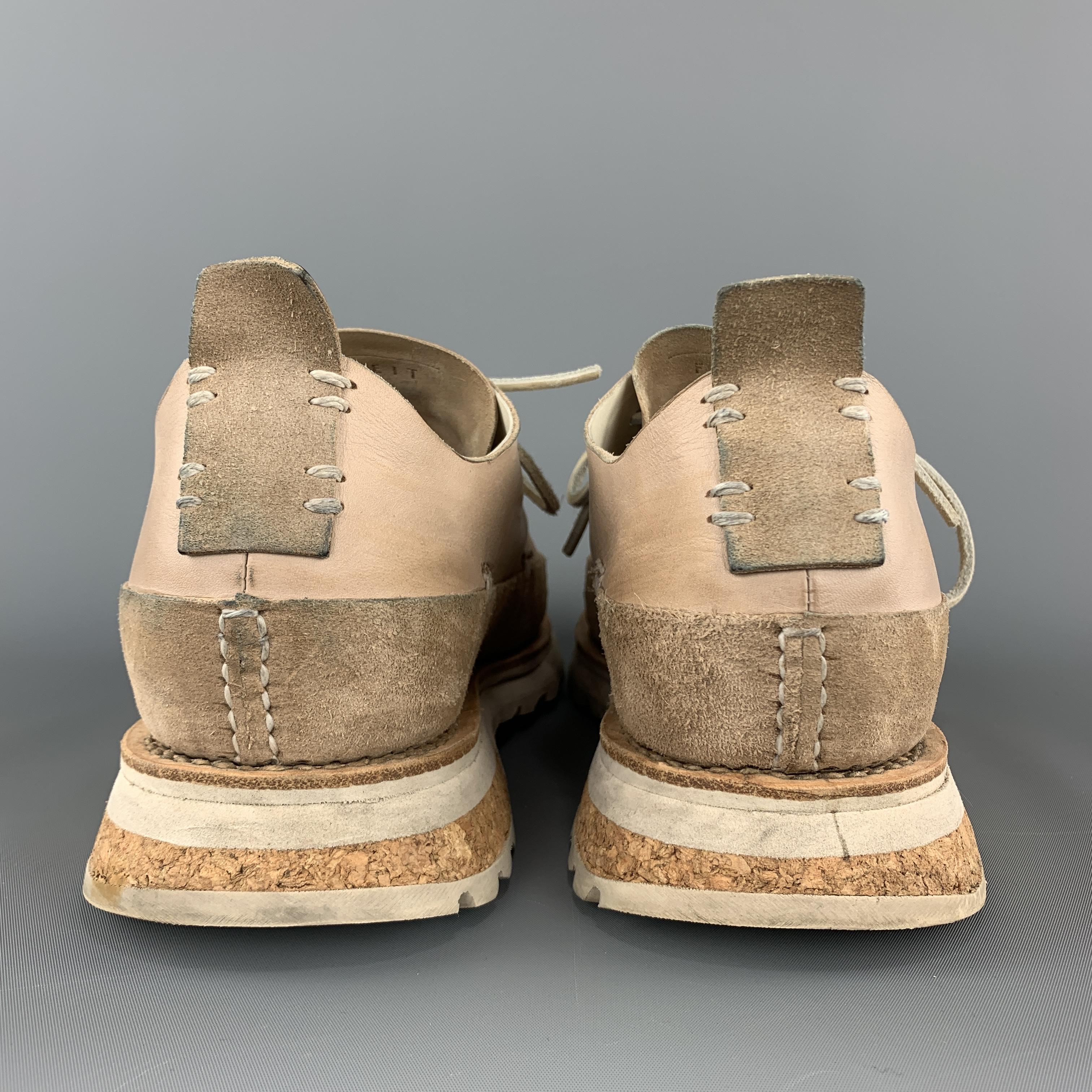 FEIT Size 10 Beige Suede Panelk Cork Vibram Sole Lugged Runner Sneaker 1