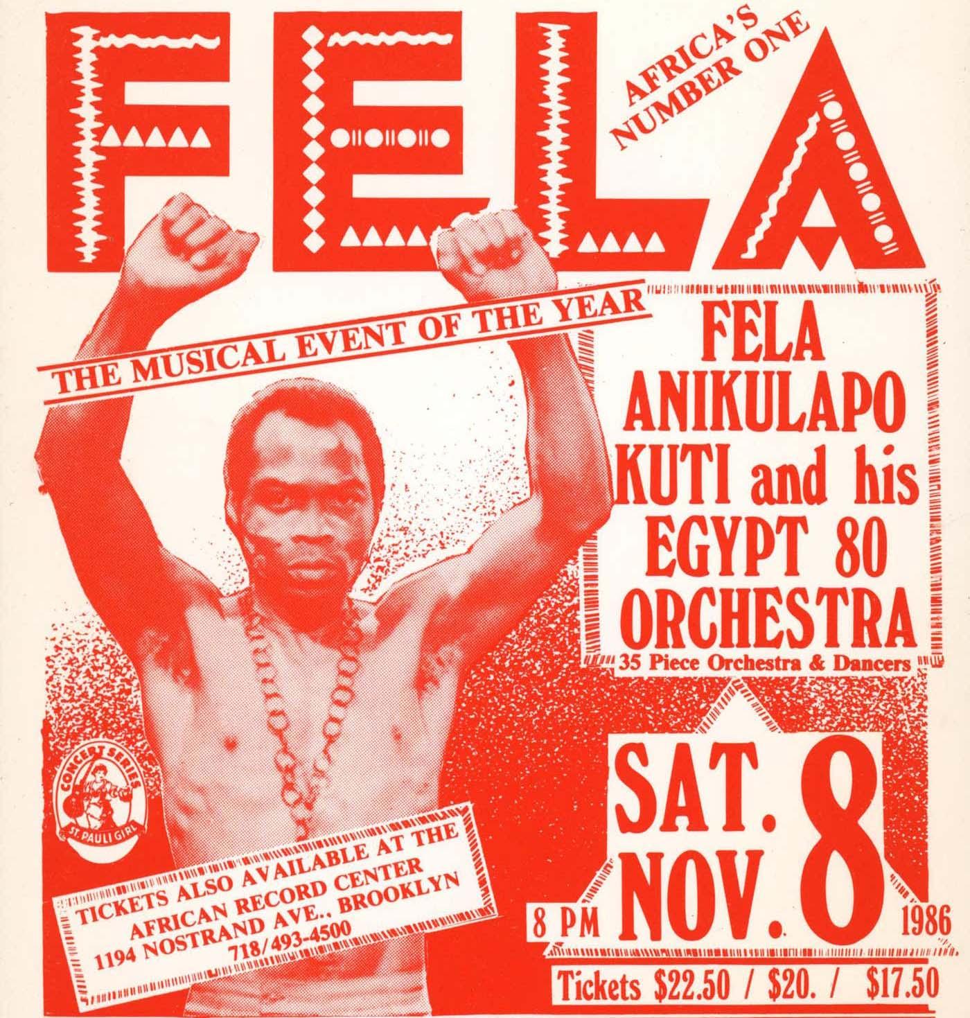 Mid-Century Modern Fela Kuti New York 1986 (announcement) 