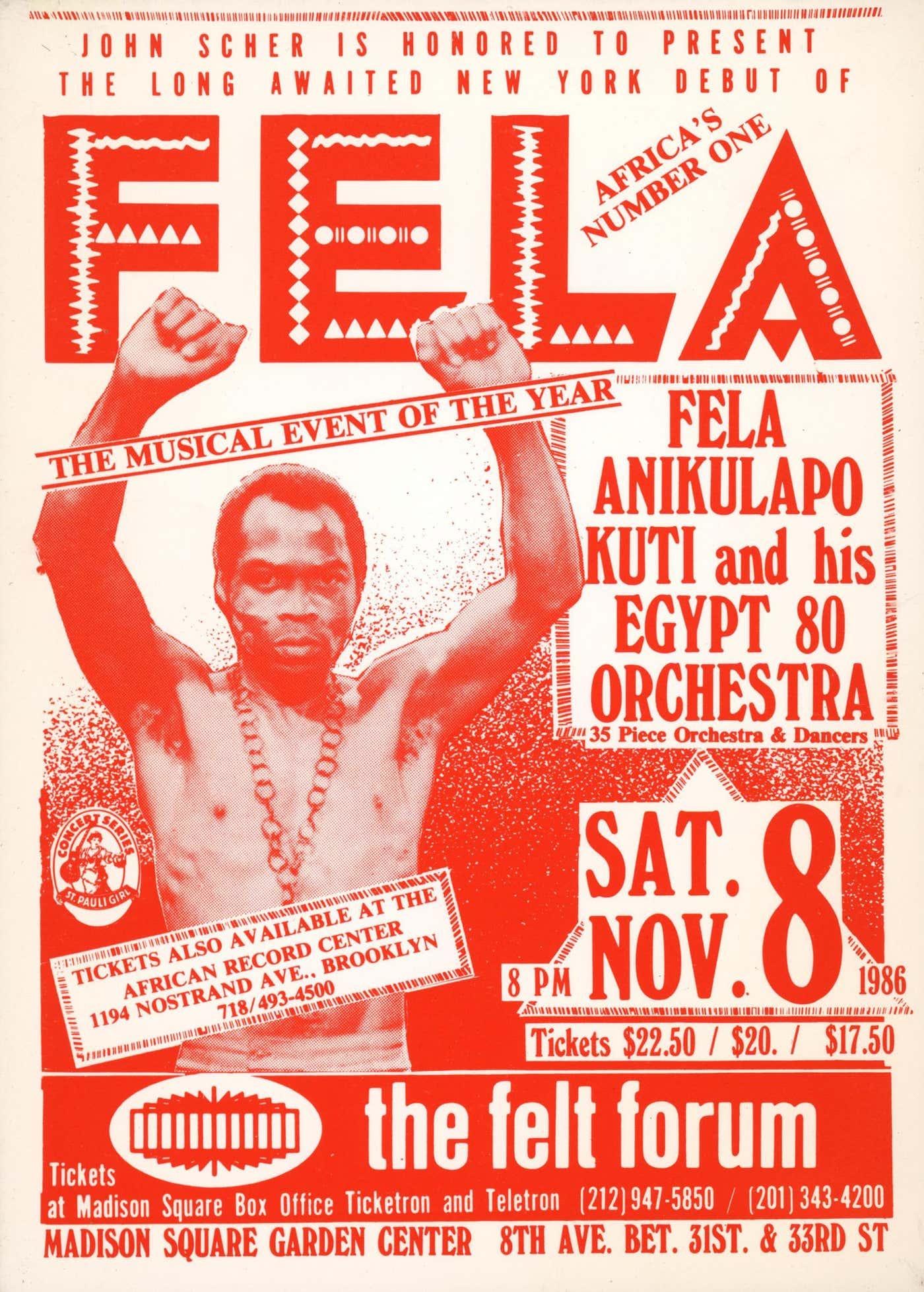 Fela Kuti New York 1986 (announcement)  In Good Condition In Brooklyn, NY