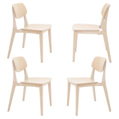 Felber C14 Beech wood Chairs by Dietiker, Exchangeable Back and Seat, Set of 4