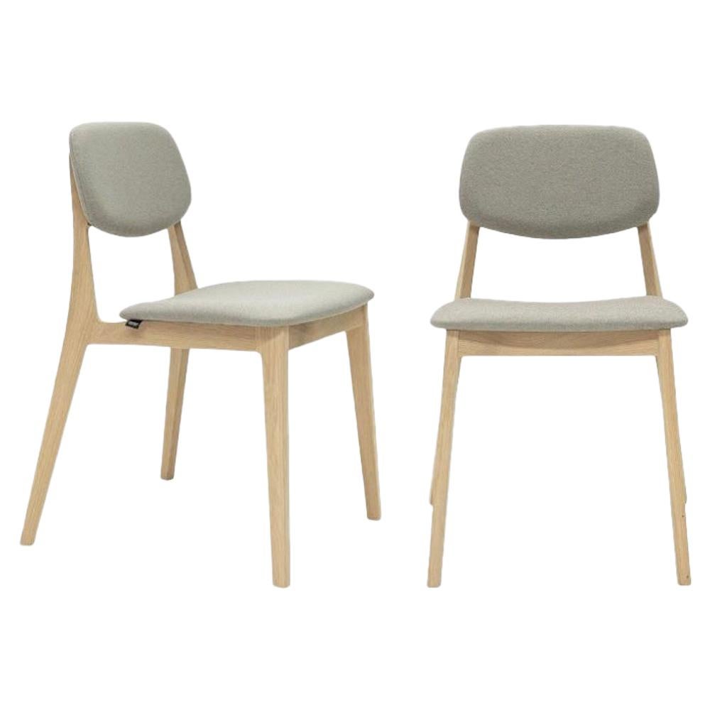 Felber C14 Wood Chairs by Dietiker, Upholstered Beige, Set of 2 For Sale