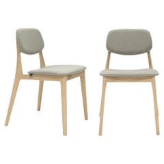 Holzstühle C14 von Dietiker, Beige gepolstert, 2er-Set