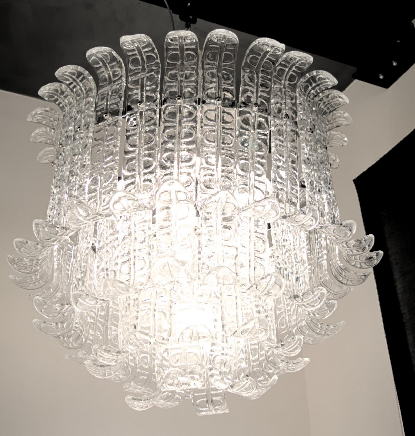 Felci Fern Clear Glass Barovier and Toso Murano Chandelier, 1970s 4