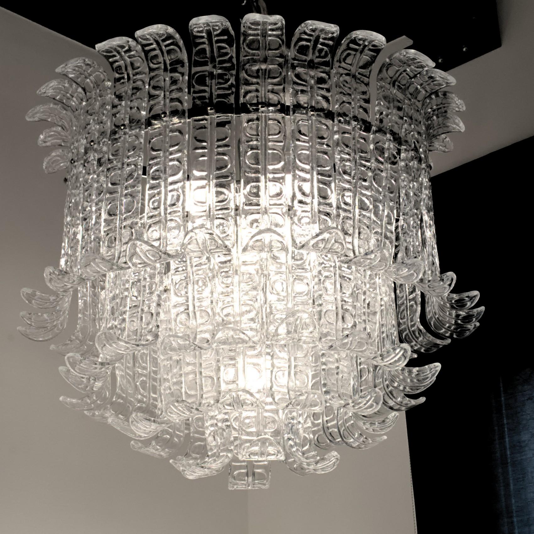 Felci Fern Clear Glass Barovier and Toso Murano Chandelier, 1970s 6