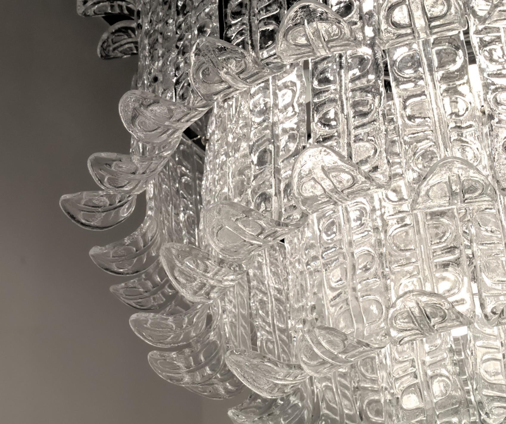 Felci Fern Clear Glass Barovier and Toso Murano Chandelier, 1970s 8